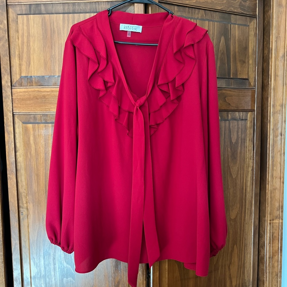 Kasper 2X Blouse in vibrant red.